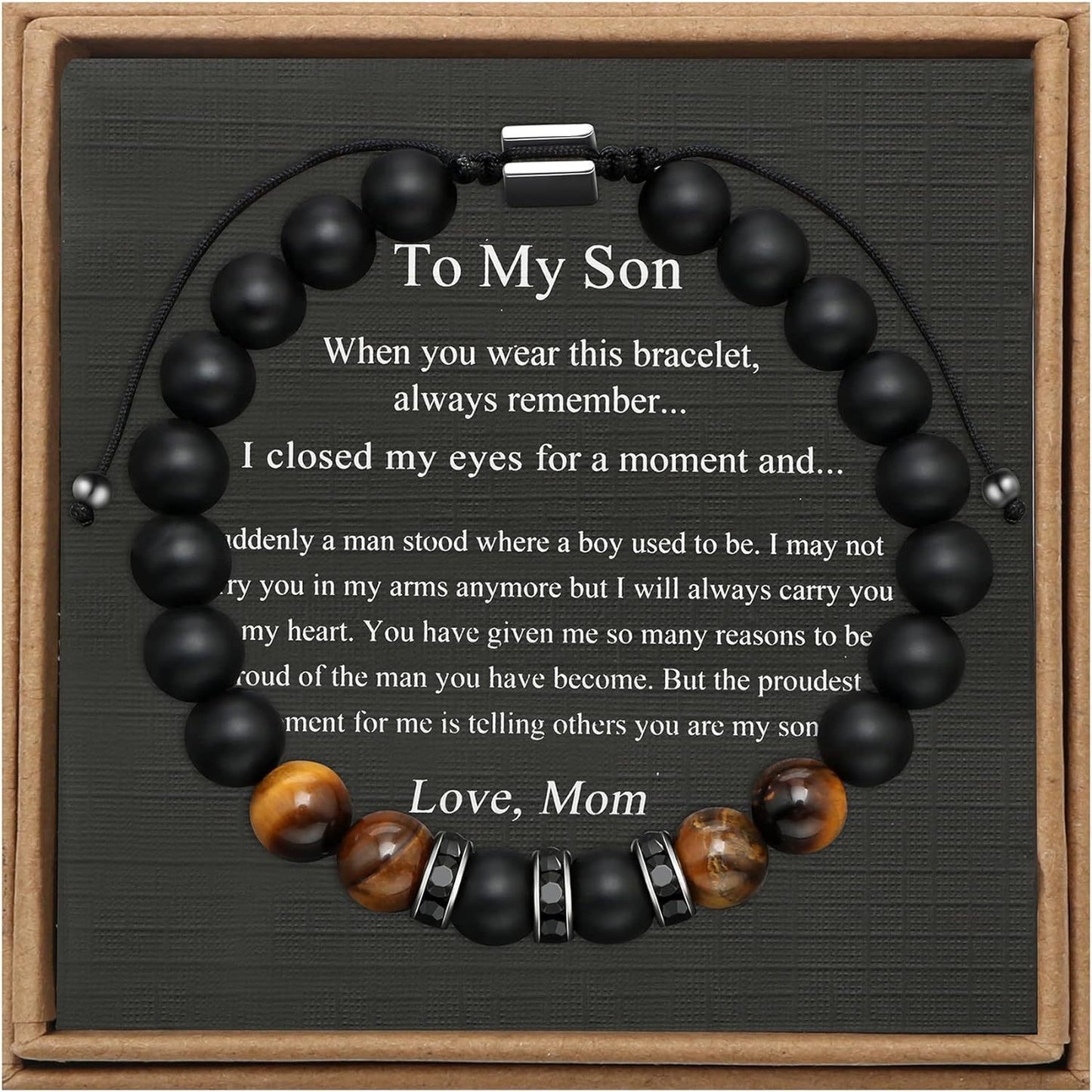 Men's Stone Tiger Eye Woven Adjustable Beaded Bracelet
