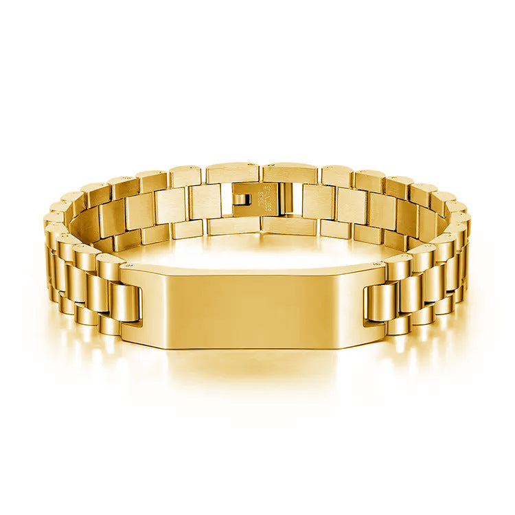 Fashion Gold-plated Stainless Steel Can Carve Writing Glossy Bracelet
