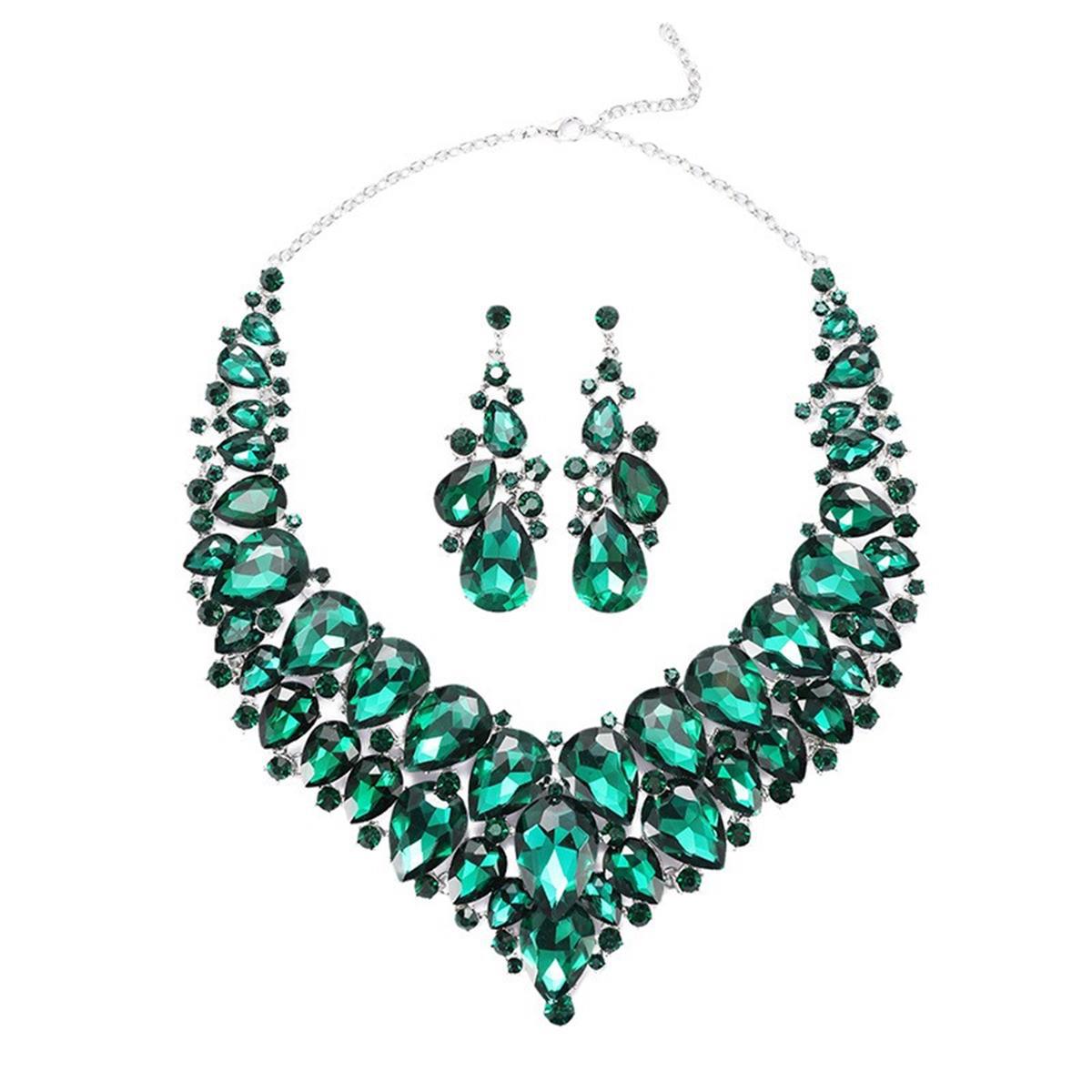 Women's Profile Generous Red Crystal Suite Bridal Jewelry Set