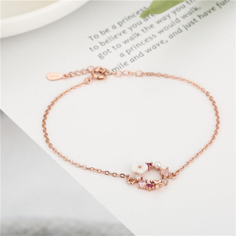 Garland Korean Style Romantic Aura Pearl Butterfly Diamond Rose Bracelets