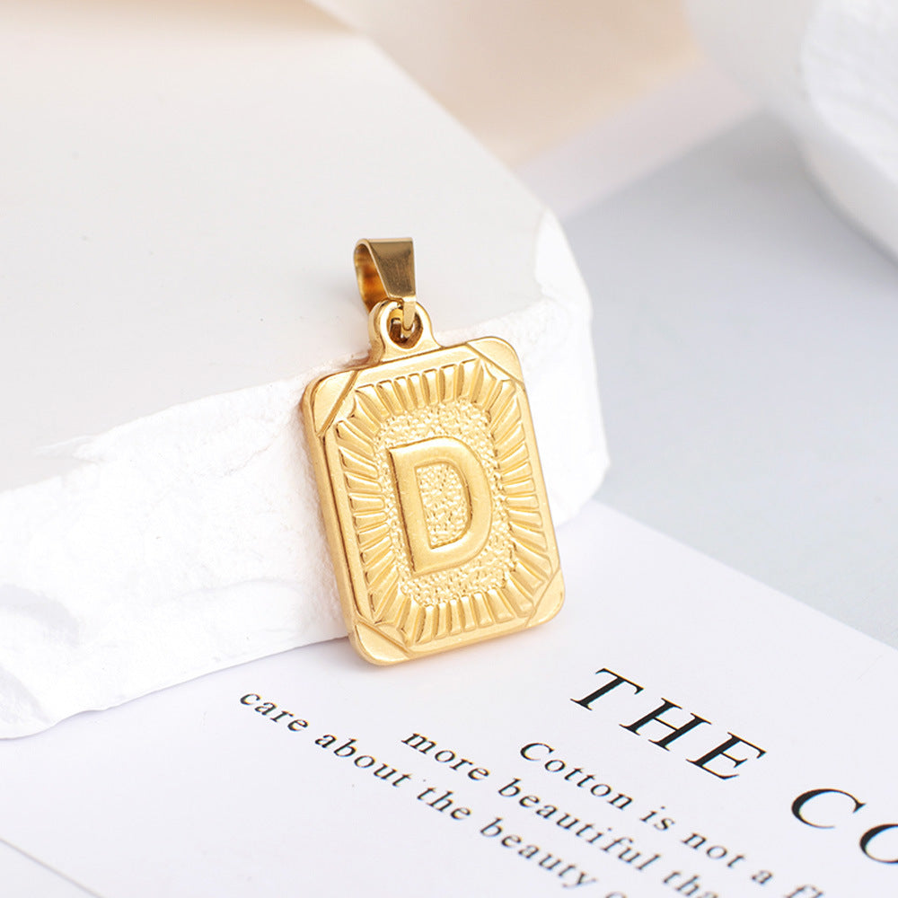 Gold English Letter Tag Simple Sweater Pendants