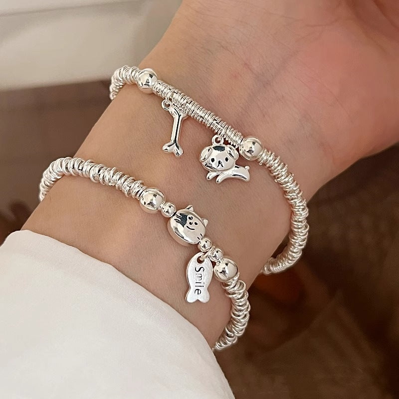 Cat Fish Cute Dog Wrapped Female Design Sier Bracelets
