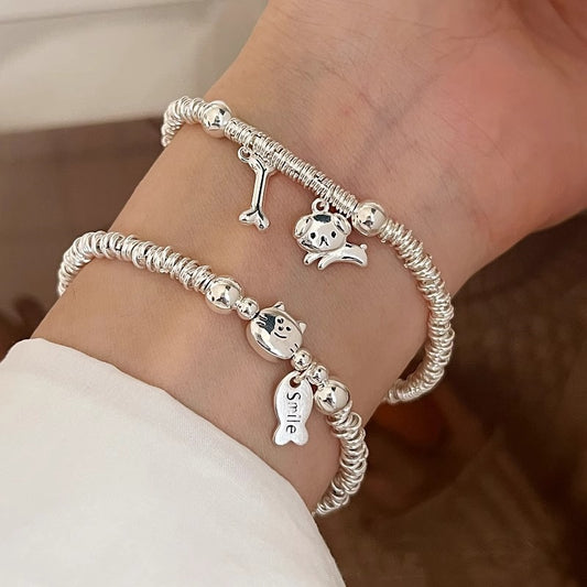Cat Fish Cute Dog Wrapped Female Design Sier Bracelets