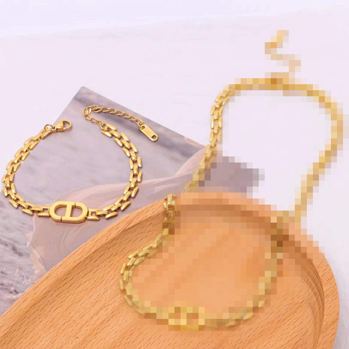 Arc Gold Thick Straps Letter Titanium Steel Female Hip Necklaces