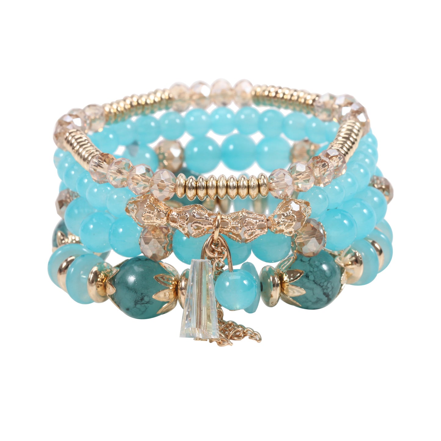 Chain Tassel Colored Glass Electroplated Crystal Bracelets