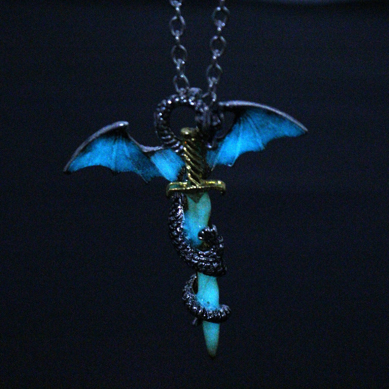 Accessories Nightclub Rock Night Light Wing Dragon Treasure Necklaces