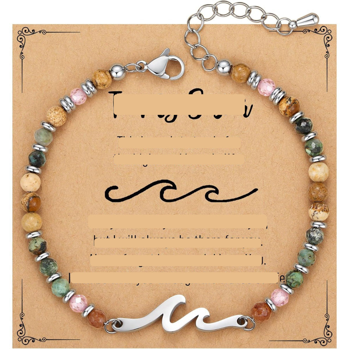 Natural Turquoise Cross Picture Stone Pink Crystal Bracelets