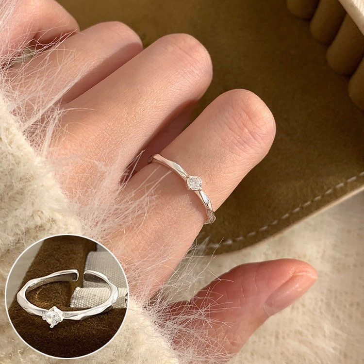 Women's Circle Exquisite Bow Loving Heart With Opening Style Index Ring