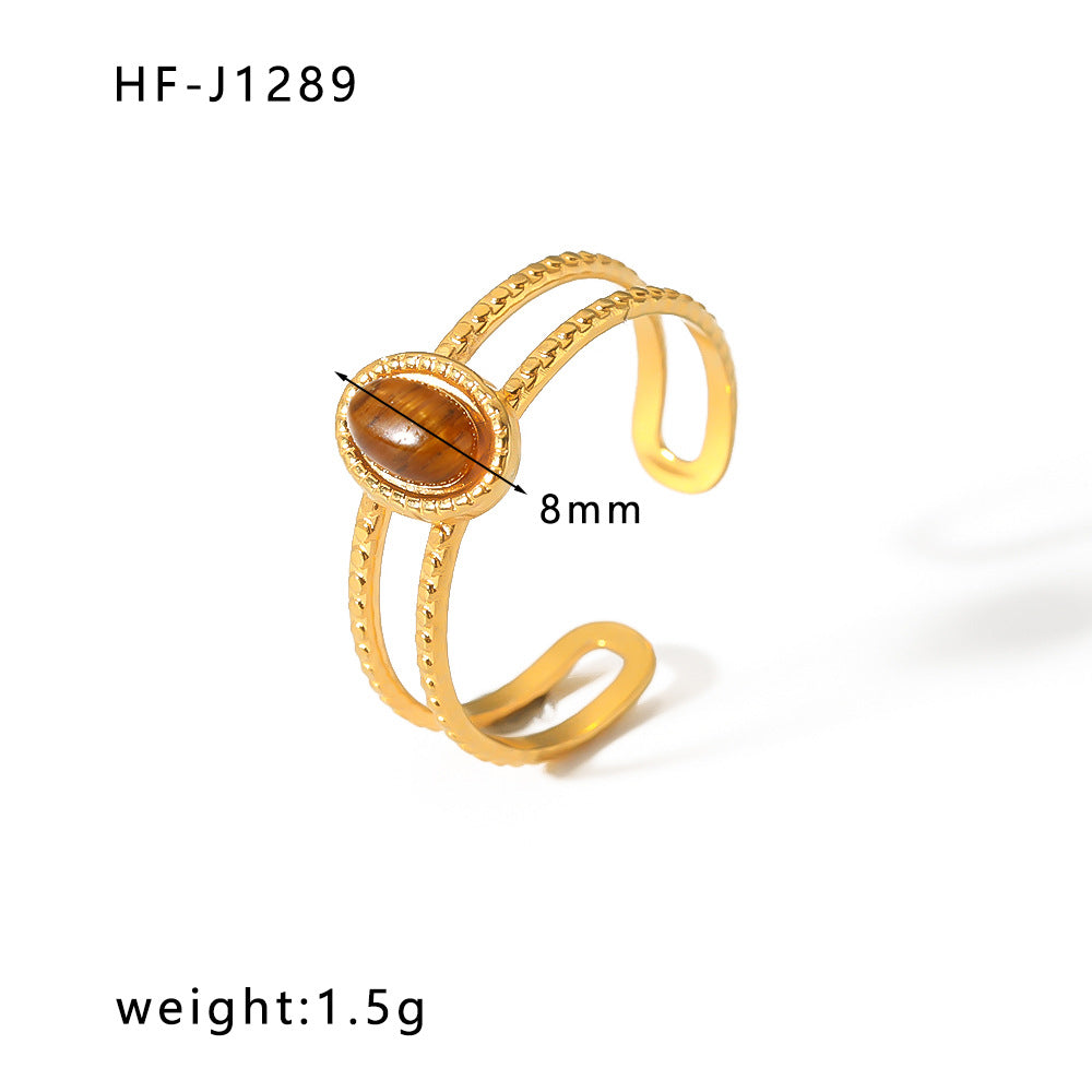 Minority Design Irregular Oil Pressure Gold Titanium Steel Open Female Rings