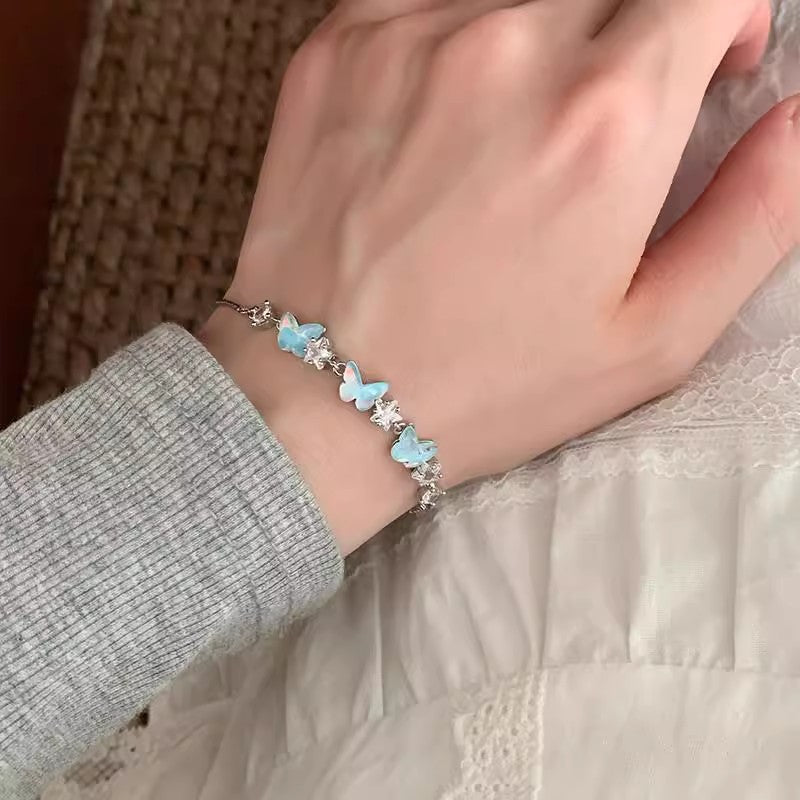 Zircon Titanium Steel Female Light Luxury Minority High-grade Pull Adjustable Bracelet