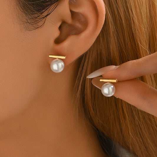 Needle Simple Milk Pearl Design Sweet Beautiful Rings
