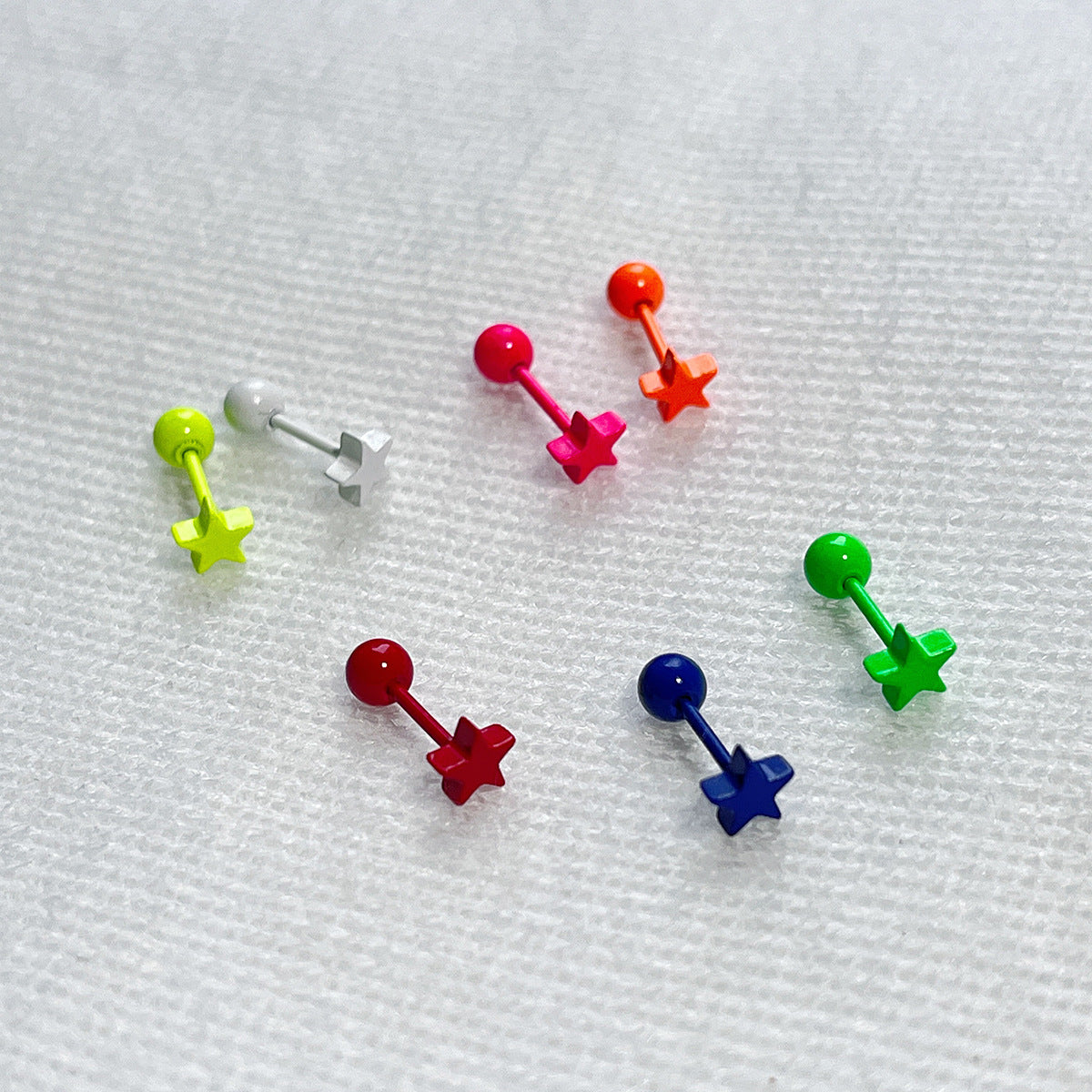 Fluorescent Titanium Steel Ear Bone Summer Hot Before Sleep Five-pointed Earrings
