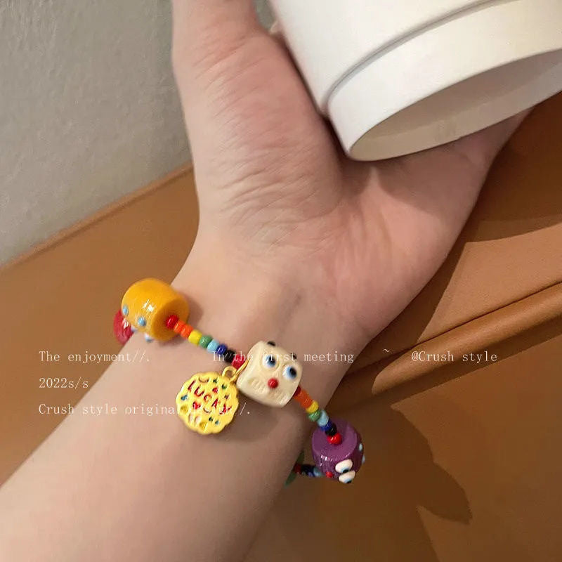 Monster Strawberry Colorful Beaded Female Design Niche Girlfriends Carrying Bracelet