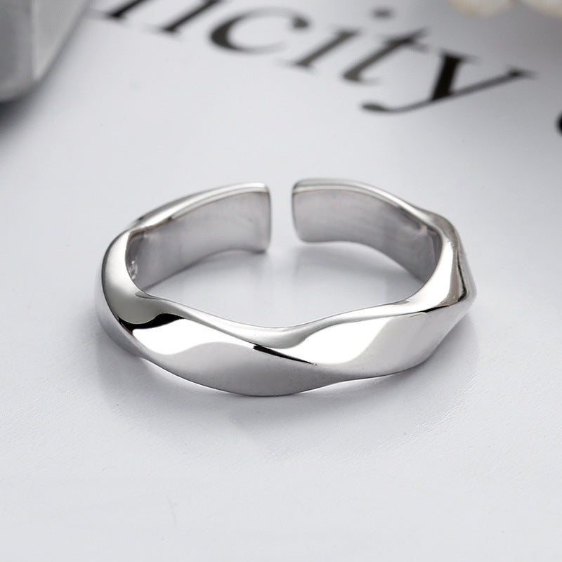 Mobius Strip Wave Twisted Open Korean Ring