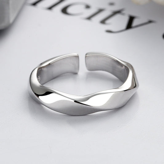 Mobius Strip Wave Twisted Open Korean Ring