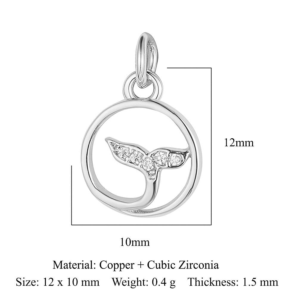 Snake Small Fish Copper Zircon Whale Tail Pendants