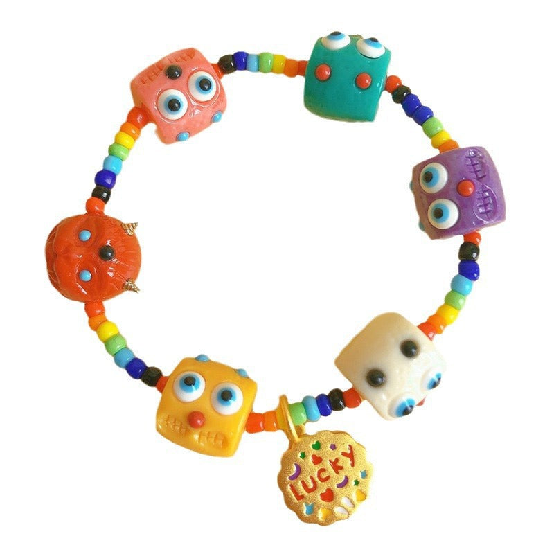 Monster Strawberry Colorful Beaded Female Design Niche Girlfriends Carrying Bracelet