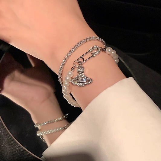 Women's Style Saturn Pearl Affordable Luxury Fashion Niche High Sense Full Bracelets