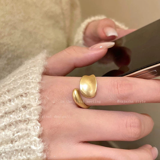Women's Irregular Gold Matte Niche Design Index Finger Light Luxury High-grade Rings