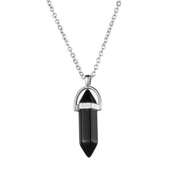 Agate Synthetic Crystal Hexagon Prism Soul Pendants