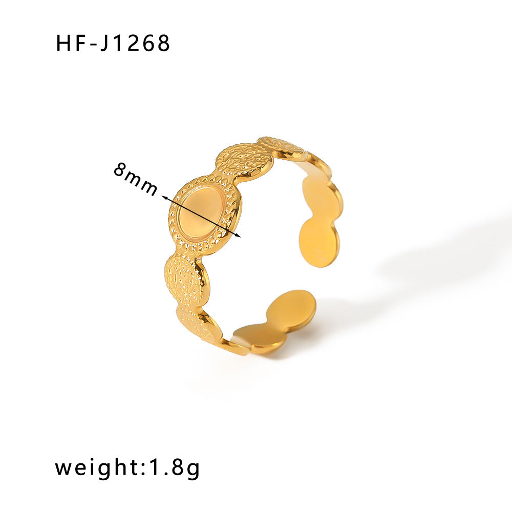 Minority Design Irregular Oil Pressure Gold Titanium Steel Open Female Rings