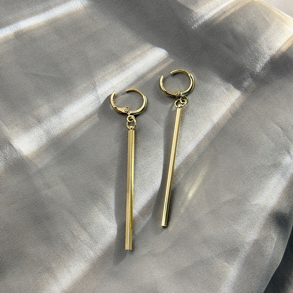Korean Style Simple Geometric Lines Clip Daily Commuter Long Earrings