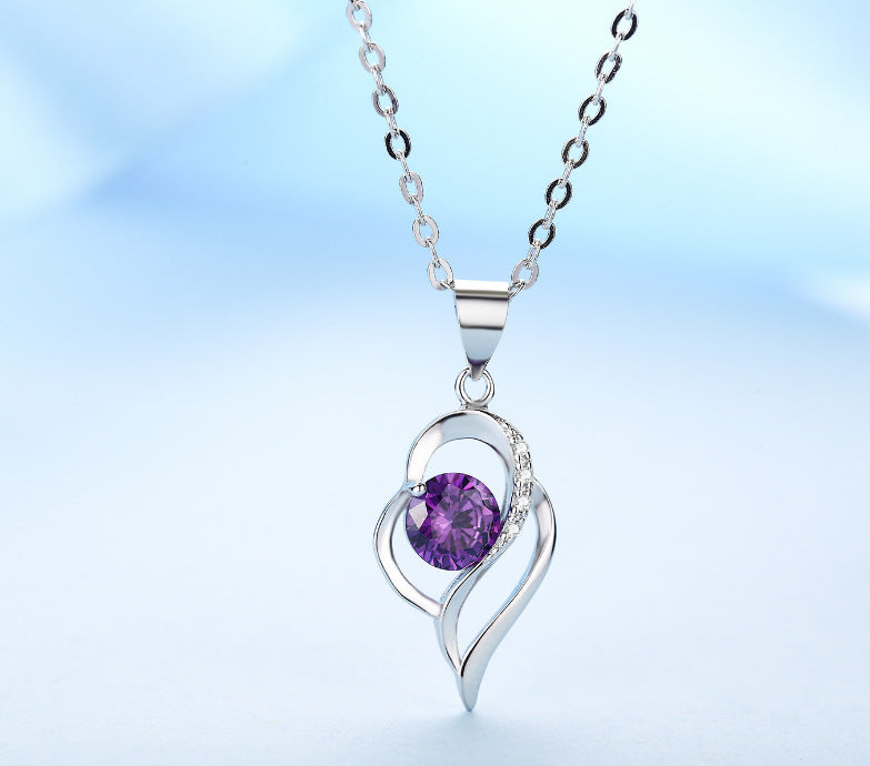 Women's Clavicle Heart-to-heart Printed Colorful Creative Chain Pendants