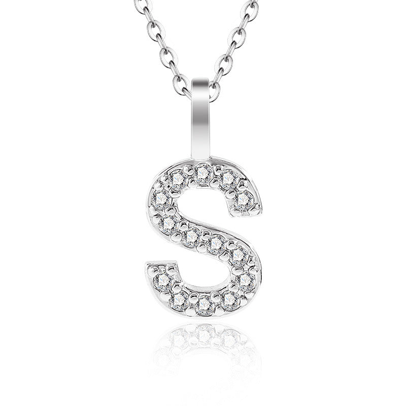 Diamond Inlaid Zircon English Letter Female Pendants