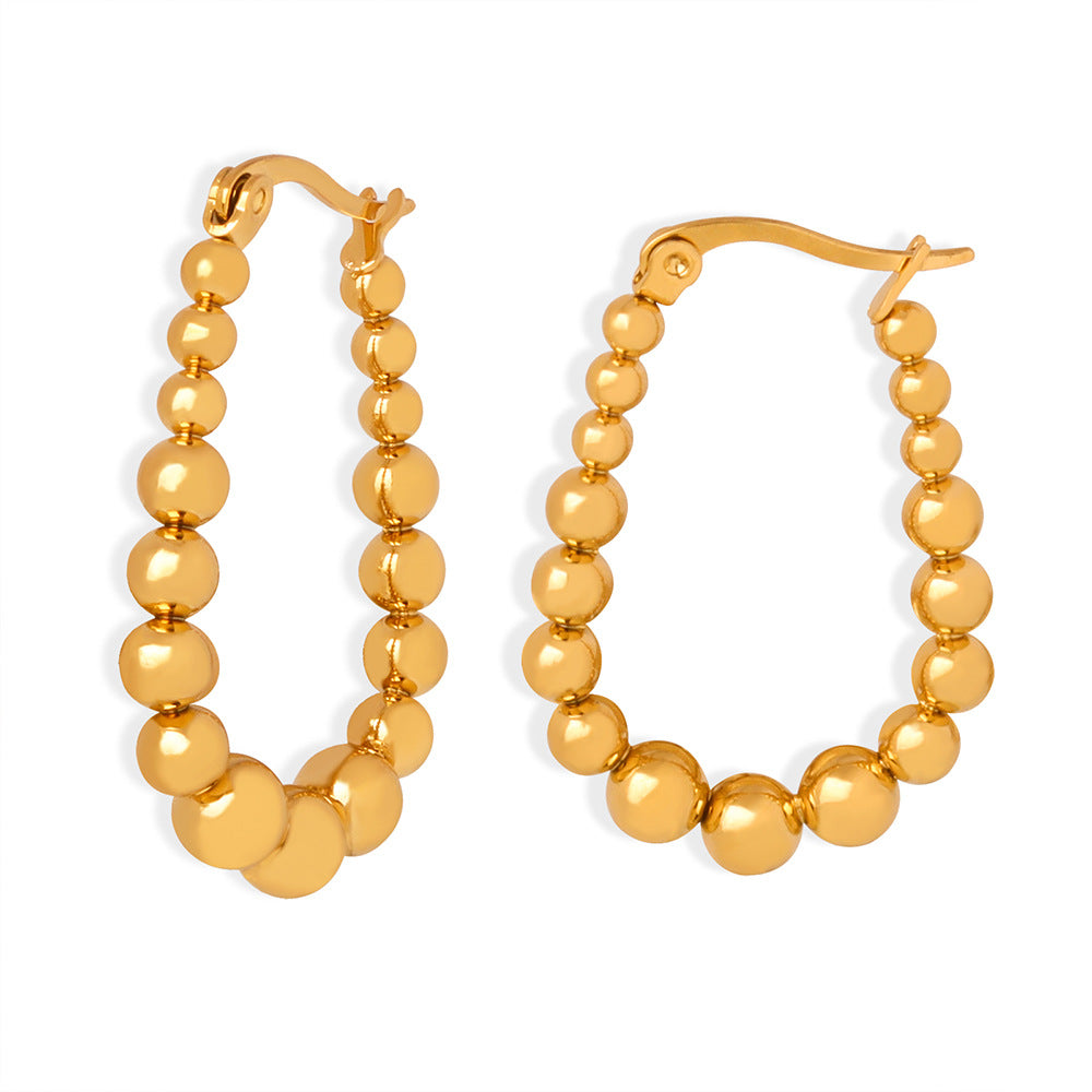 Women's Creative High Sense Luxurious Personalized Temperament Titanium Steel Gold Bead Rings