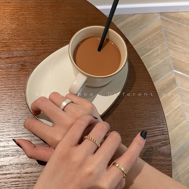 Women's Hop Gold Piece Punk Geometric Simple Ring