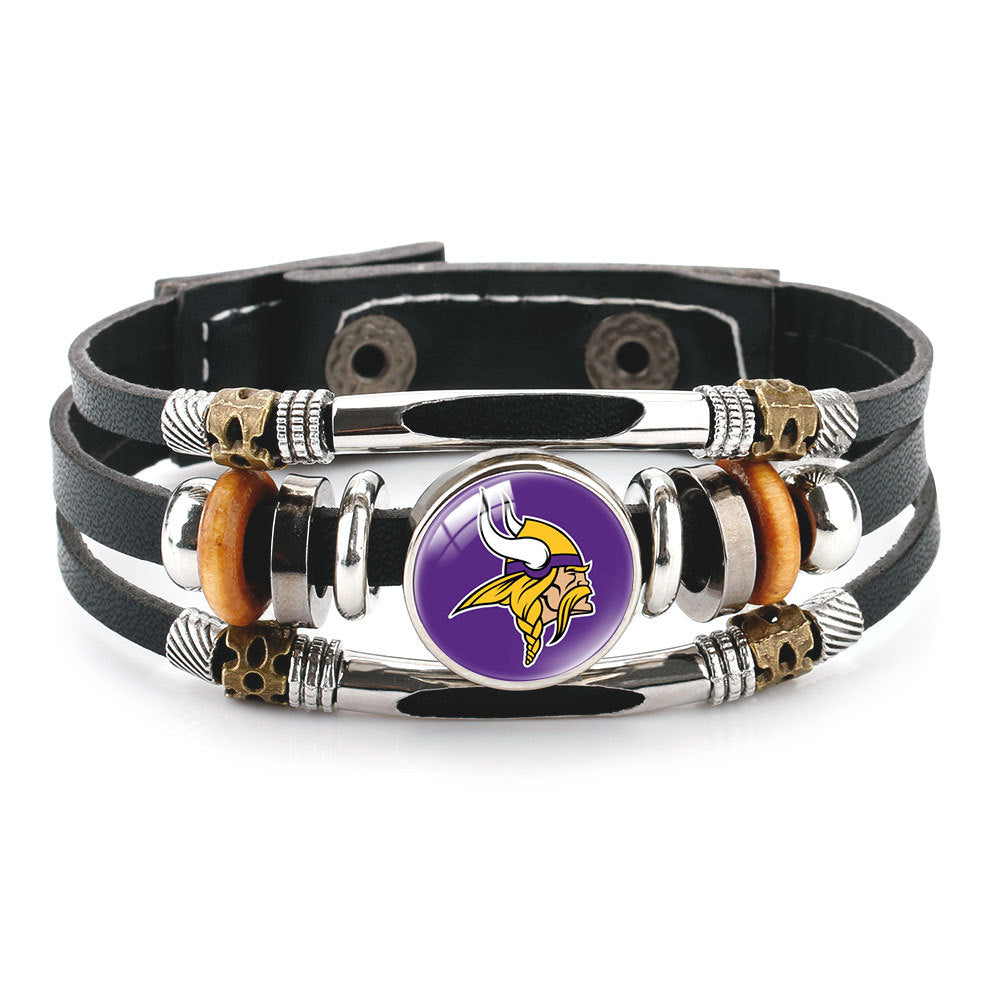 Genuine Leather Hand Professional Rugby League Team Time Stone Bracelet