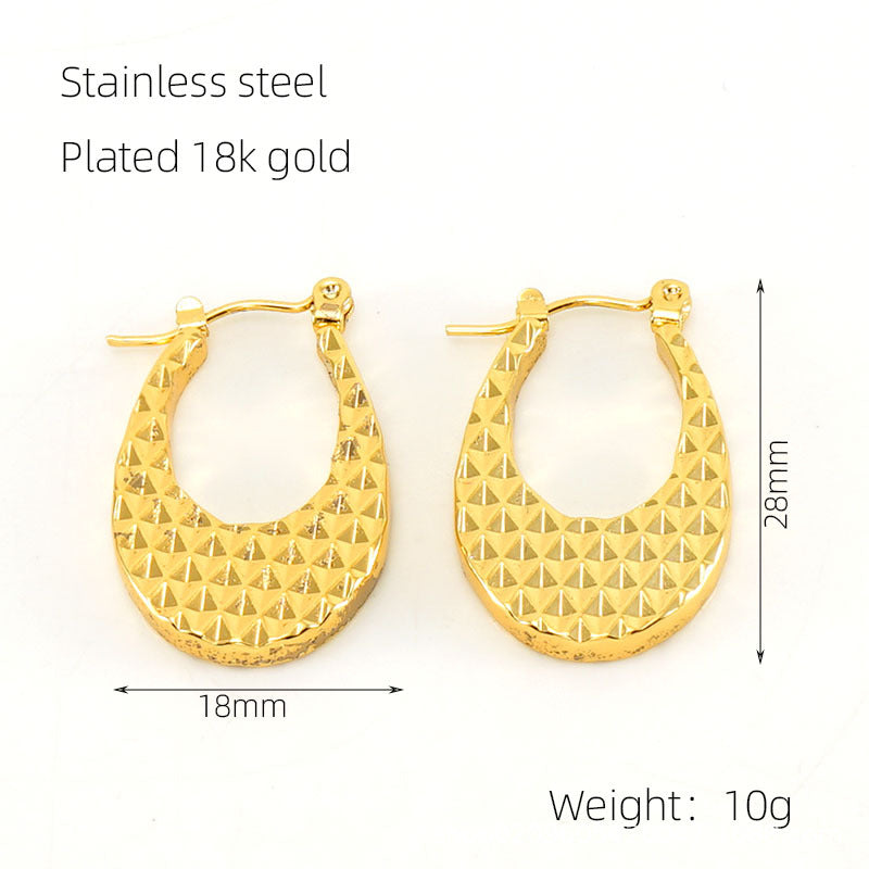 Women's Simple Round Glossy Stainless Steel For Gold Earrings