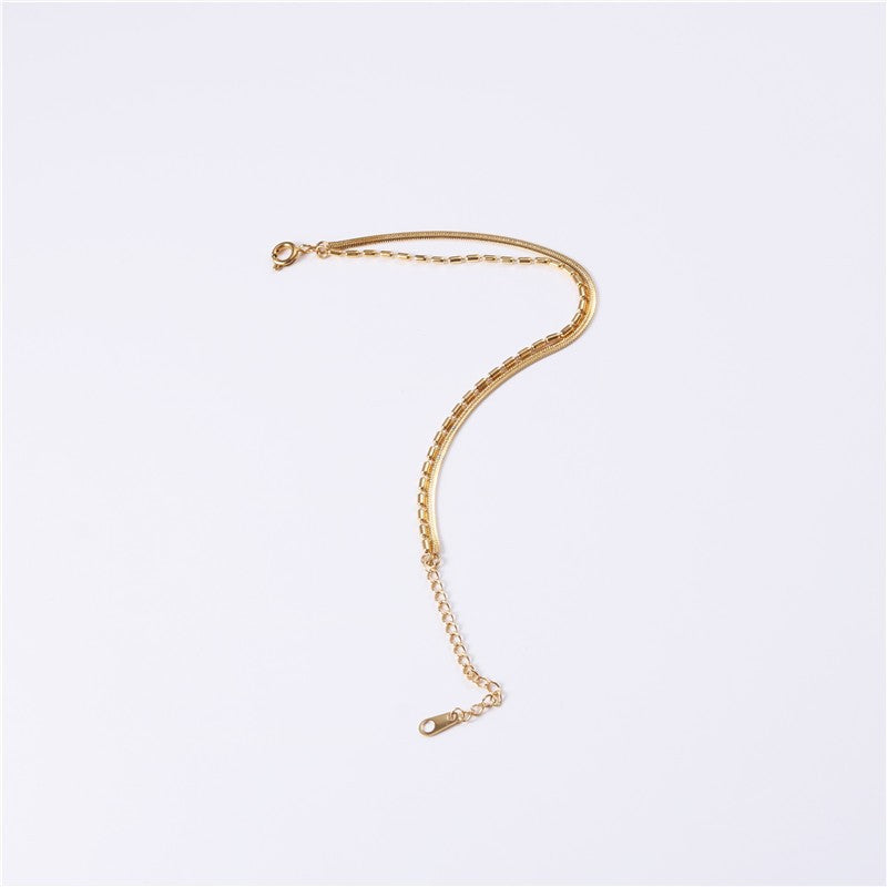 Women's Style Simple Personalized Titanium Steel Gold Plated Design Cold Mori Bracelet