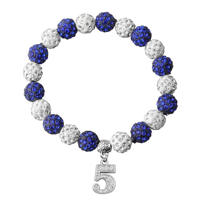 Rhinestone Round Beads Elastic Silk Beaded Metal Bracelet