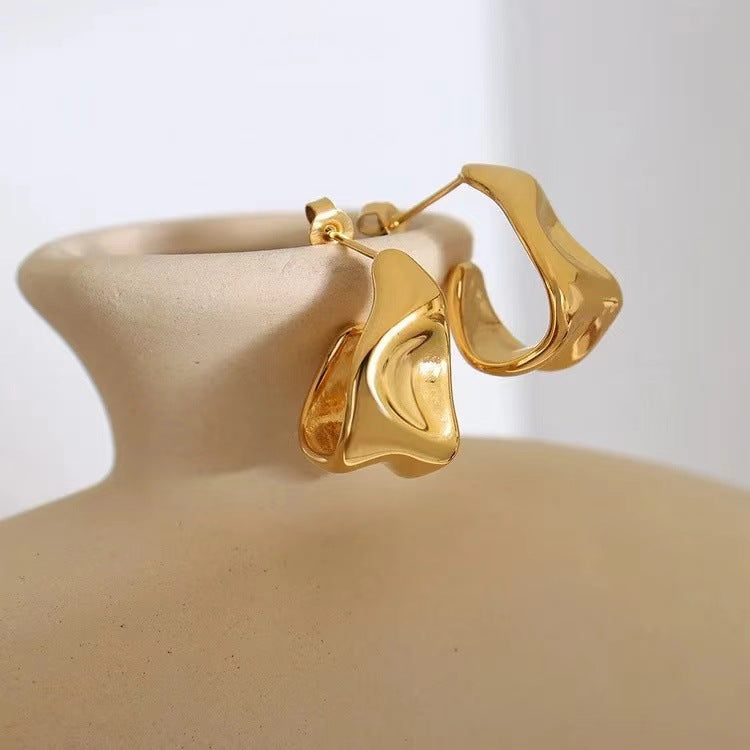 Pretty Irregular Geometric High-grade Gold-plated U-shaped Rings