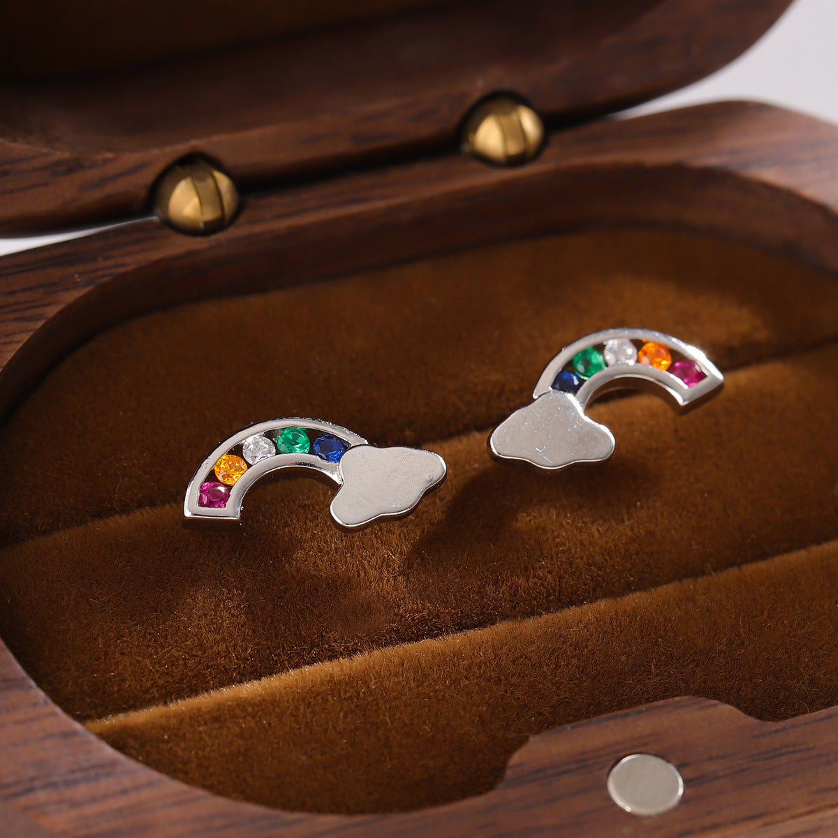 Women's Fashion Diamond Color Rainbow Cute Sweet Clouds Personalized Earrings