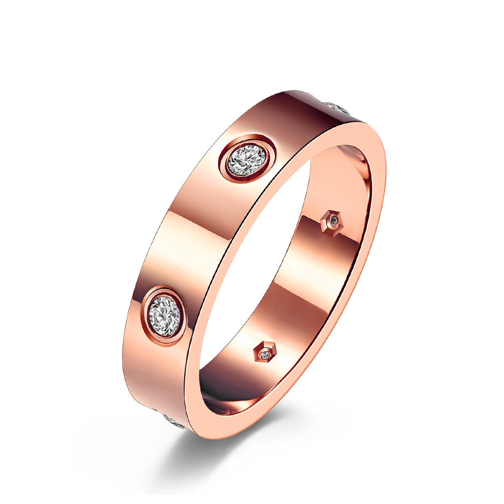 Steel Diamond Couple Male Female Trendy Rings