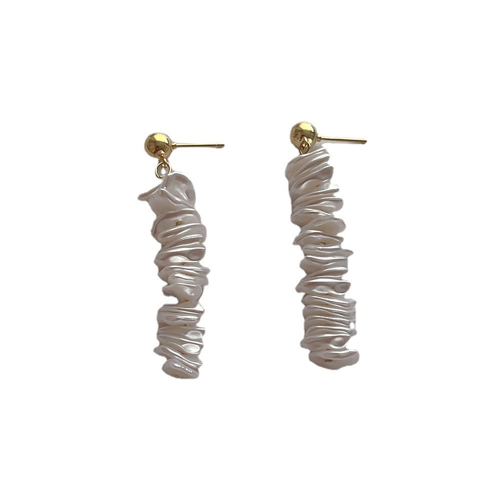 Pearl Tassel Female Sier Needle Personality Earrings