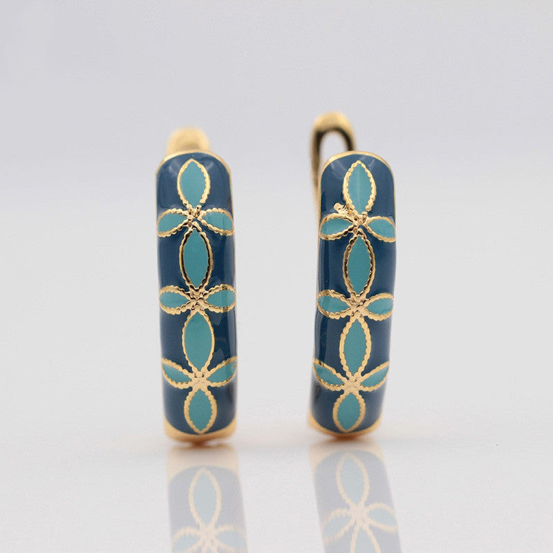 Women's Steel Fashion Elegant Retro Style Dripping Oil Craft Earrings