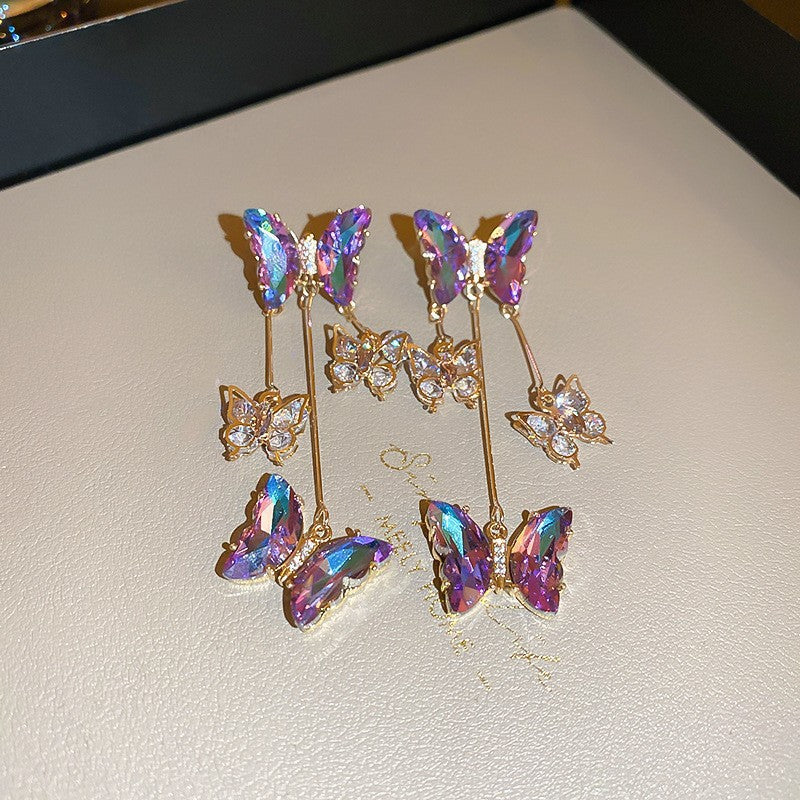 Zircon Butterfly Water Drop Ear Female Rings