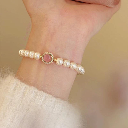 French Style Imitation Pearl Design Love Light Luxury Temperament Advanced Bracelet