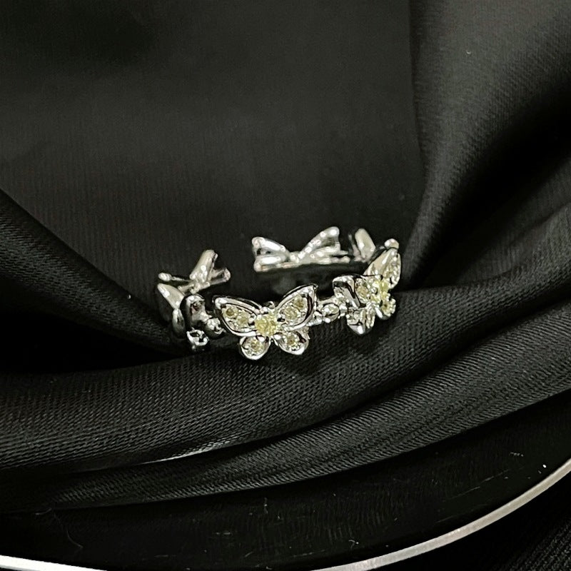 Series Full Diamond Open-end Zircon Butterfly High Sense Affordable Rings