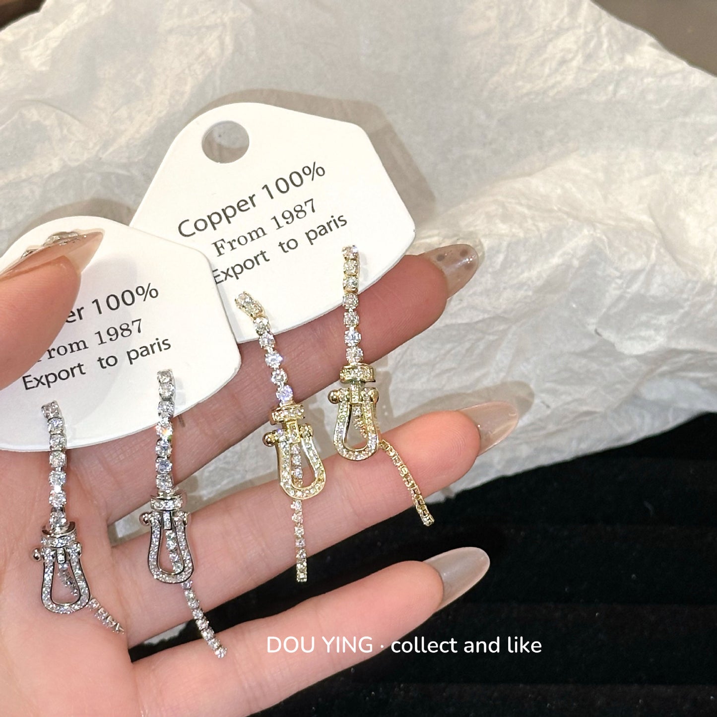 Women's Tassel Long Horseshoe Mouth Design Sense Niche Full-jeweled Simple Stylish Rings