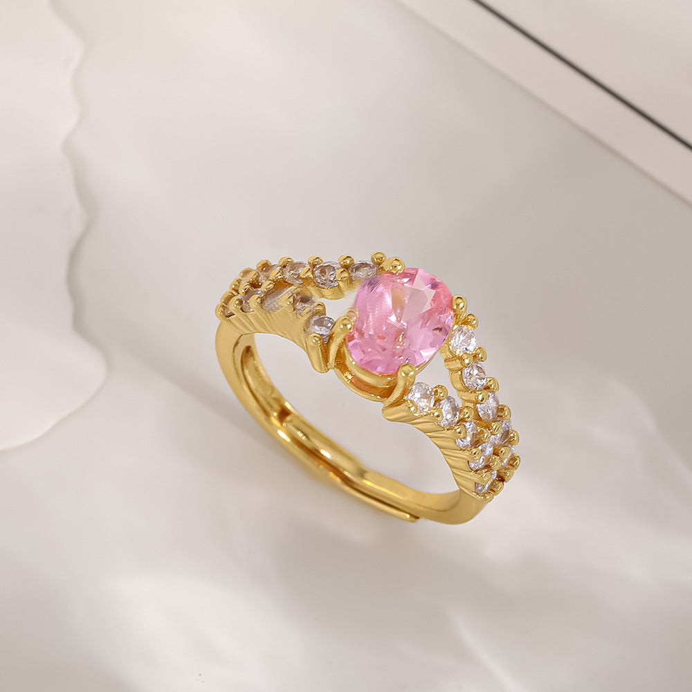 Women's Open-end Zircon Fashionable Classy Simple Cold Feeling Goddess Rings
