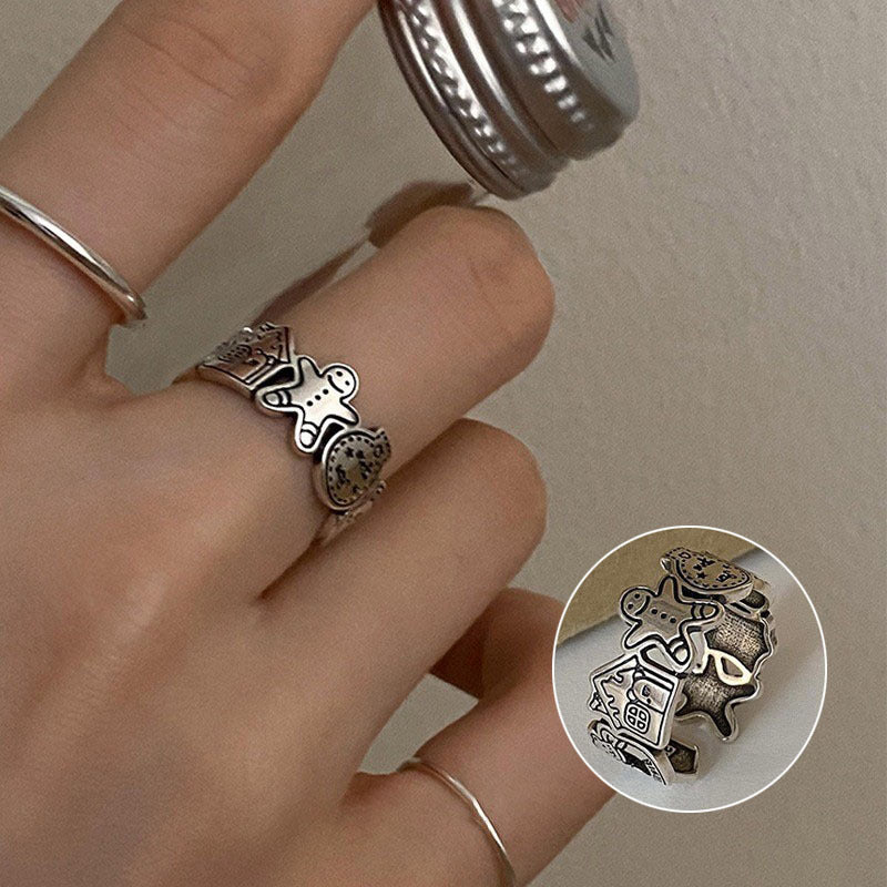 Roman Numeral Female Retro Fashion Chain Open Hip Hop Ring