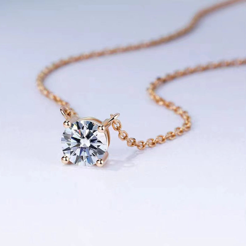 Claw Solitaire Female Simple Temperamental Moissanite Necklaces