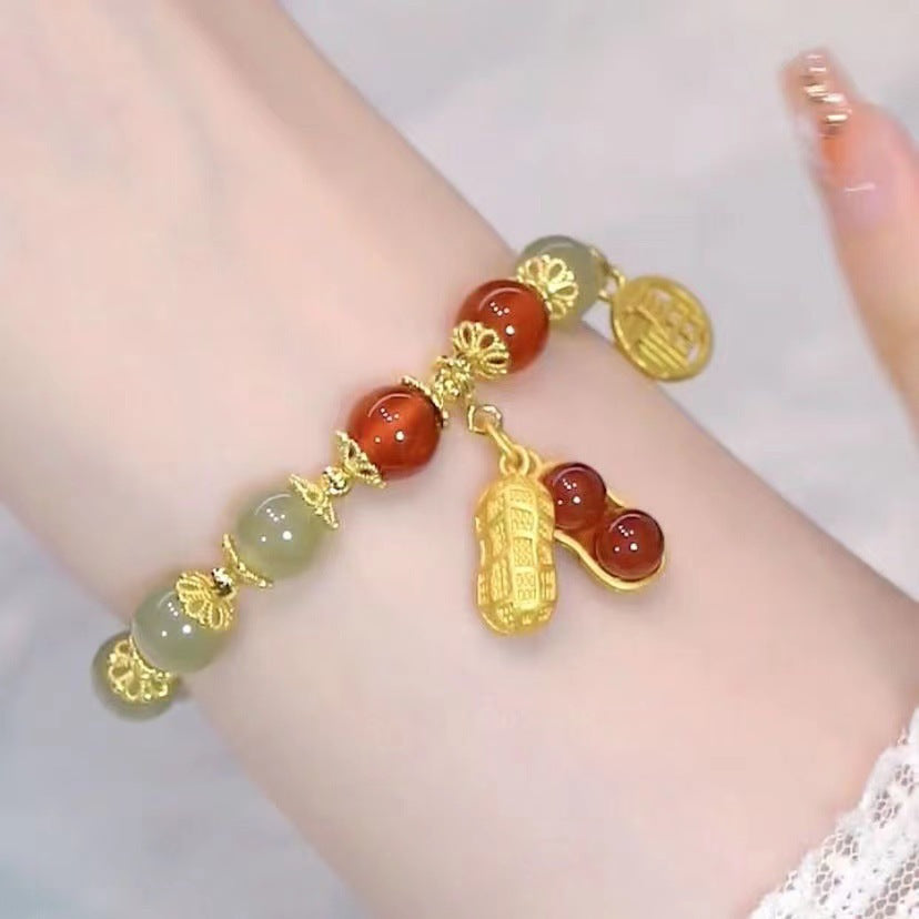 Jade Glass Pliable Temperament Gradient Pink Version Hand Toy Buddha Bracelet