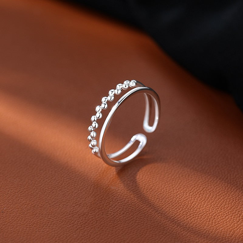 Sier Star Moon Design Simple Opening Ring