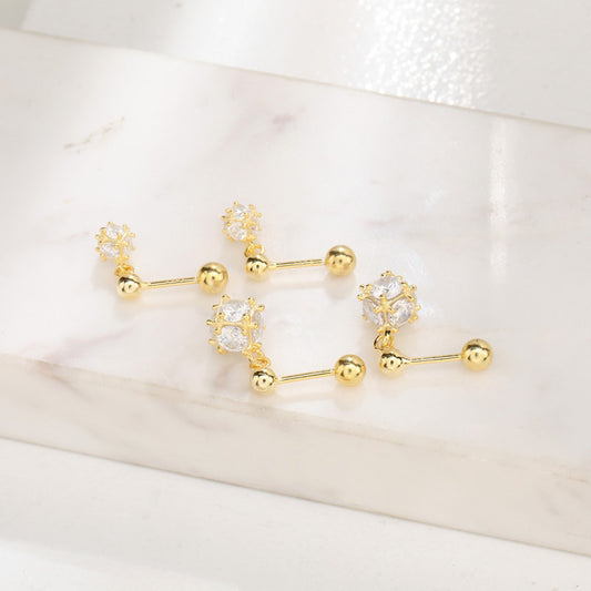 Ball Twist Small Diamond Ear Bone Earrings