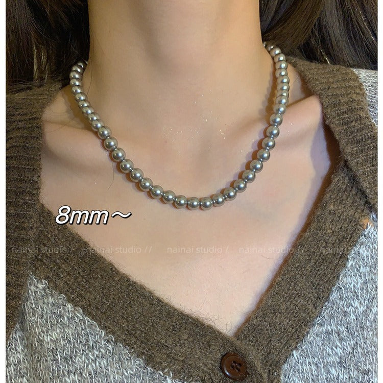 Glass Pearl Twin Cold Style Light Luxury Minority Advanced Clavicle Necklaces